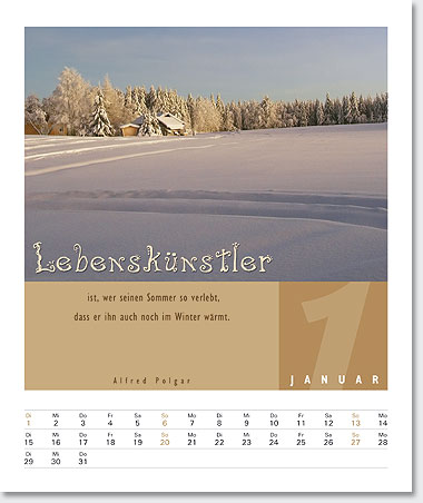 Gestaltung Kalender 2008 - Januar