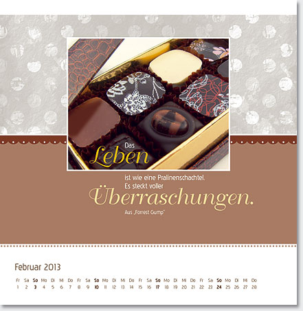 Gestaltung Kalender 2013 - Februar