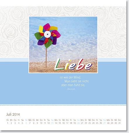 Gestaltung Kalender 2014 - Juli
